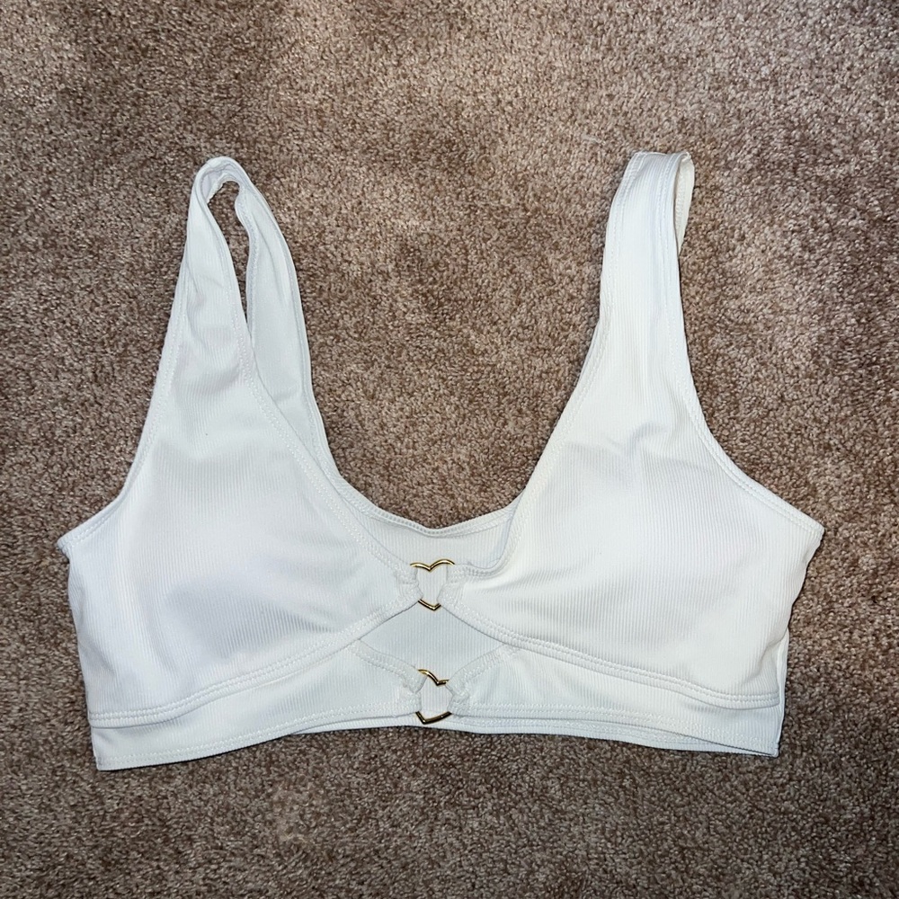 White Bralette Bikini with Wide Straps and Front Closure